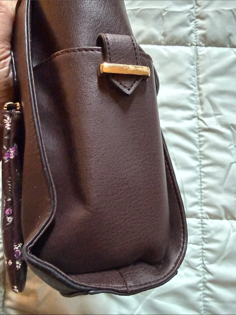 Big Buddha Brown Satchel with Gold Hardware